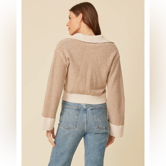 One Grey Day Brizo Houndstooth Cardigan Sweater In Beige - Picture 3 of 15